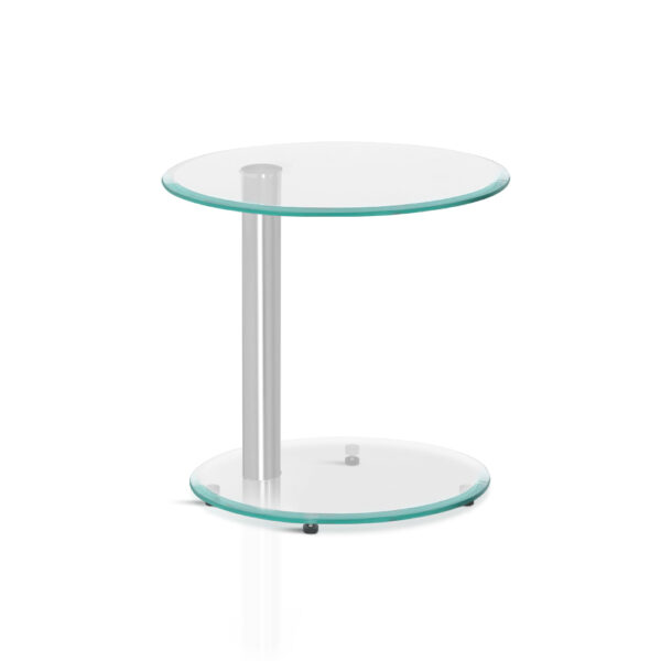 Fanno-2-Tier Oval Coffee Table Tempered Glass Aluminum Stand Adjustable Feet 45cm