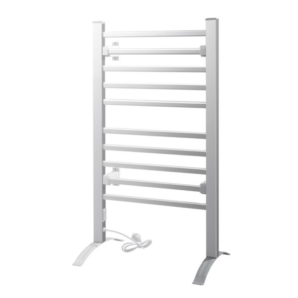 Fanno-Heated Towel Rail Rack 10 Rungs Freestanding Electric Clothes Dryer Warm Up