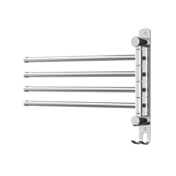 Fanno-Wall Mounted Towel Rack Stainless Steel 4 Rungs Swivel Design Easy Installation