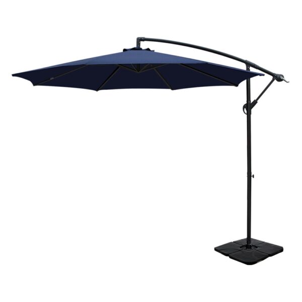 Fanno-Outdoor Cantilever Umbrella with Base  UV50 Water Resistant Polyester Navy