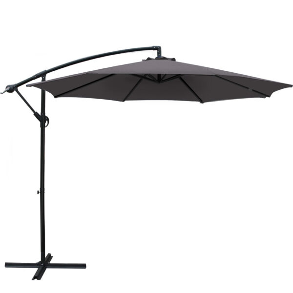 Fanno-Outdoor Cantilever Umbrella for Beach Garden Patio UV50+ Charcoal Canopy