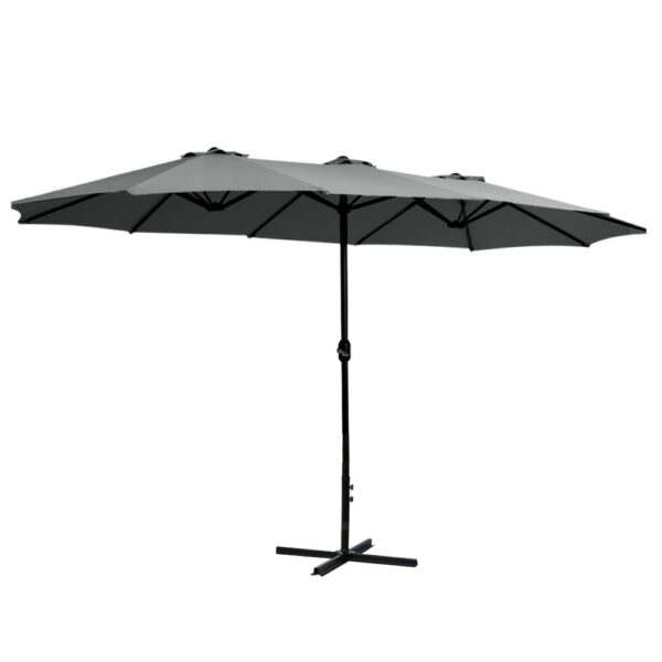 Fanno-Centre Post Outdoor Umbrella 4.57m UV50+ Canopy Water Resistant Charcoal