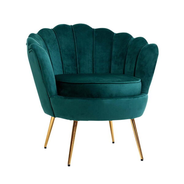 Fanno-Accent Armchair Velvet Green Shell Back Design High Resilience Foam Comfortable Seat