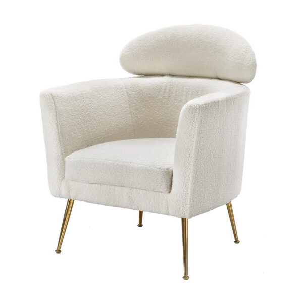 Fanno-Modern Armchair Boucle Fabric White Scandinavian  with Metal Frame