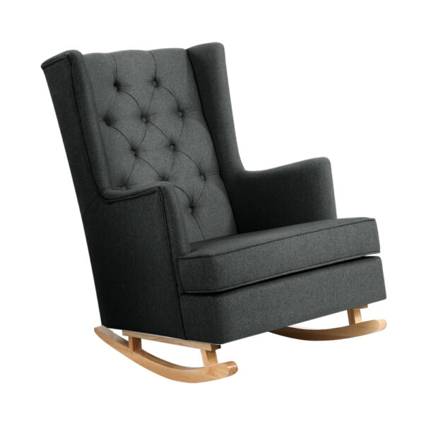 Fanno-Convertible Rocking Chair with Removable Legs Linen Fabric Charcoal Accent Chair