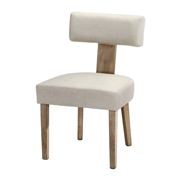 Fanno-Dining Chairs Set of 2 Linen Fabric Rubber Wood Beige for Dining Room