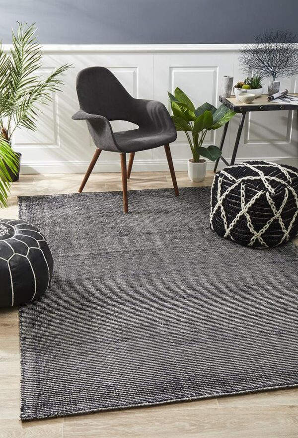 Fanno-Allure Black Cotton Rayon Rug by Rug Culture - 225X155CM