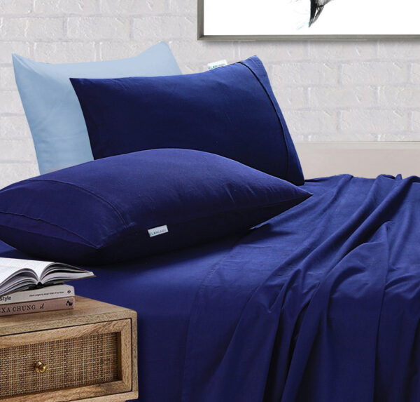 Fanno-Vintage Washed Cotton Bed Sheets Set 100% Egyptian Cotton Soft Hypoallergenic Durable