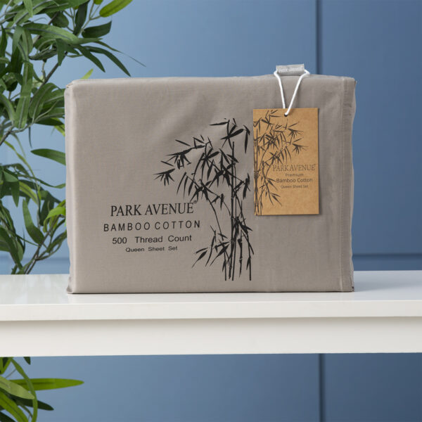 Fanno-Bamboo Cotton 500 Thread Count Pewter Sheet Sets by Park Avenue King Single