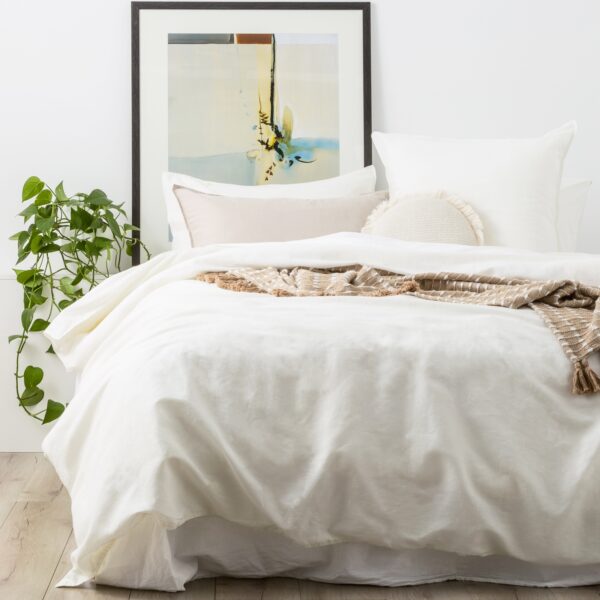 Fanno-Cavallo Stone Washed 100% Linen White European Pillowcase by Renee Taylor