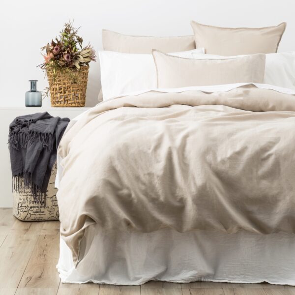 Fanno-Cavallo Stone Washed 100% Linen Natural European Pillowcase by Renee Taylor