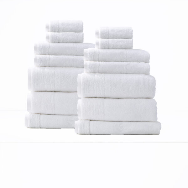 Fanno-Aireys 650 GSM Zero Twist 14 Piece Snow Bath Towel by Renee Taylor