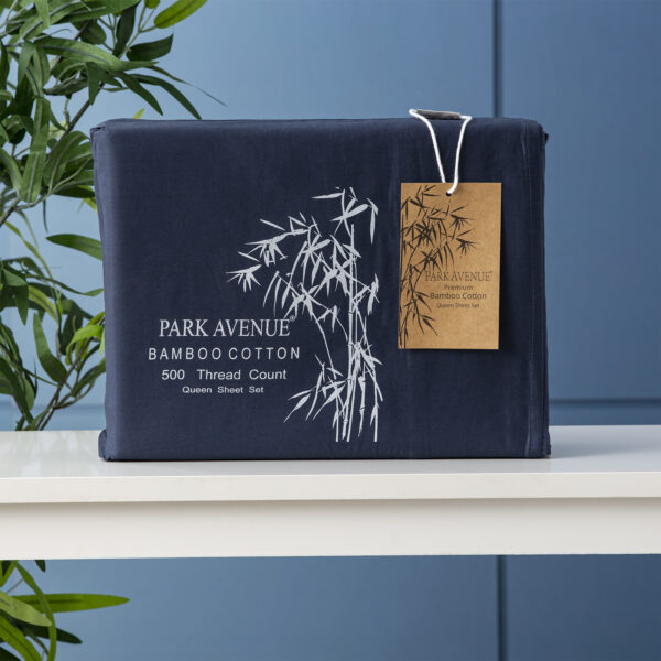 Fanno-Bamboo Cotton 500 Thread Count Indigo Sheet Sets by Park Avenue Single