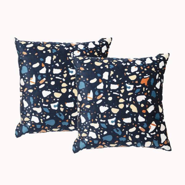 Fanno-Terazzo Twin Pack Poly Velvet Printed Cushion by Renee Taylor