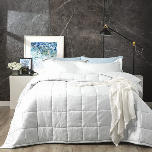 Fanno-Binary 500 TC Cotton Jacquard White Comforter Set by Ddecor Home Queen