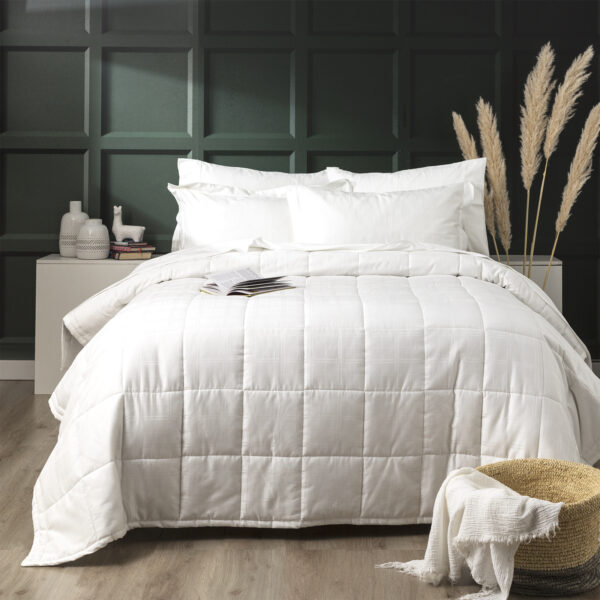 Fanno-Willow 500 TC Cotton Jacquard White Comforter Set by Ddecor Home Queen