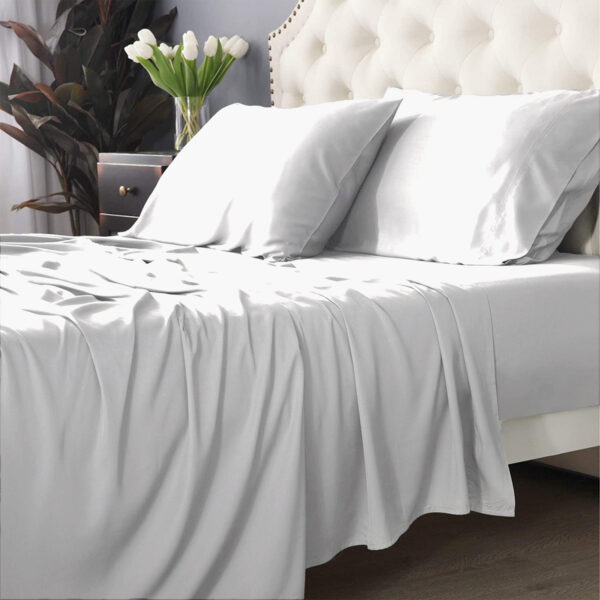 Fanno-Bamboo Cotton 500 TC White Sheet Set by Park Avenue Long Single