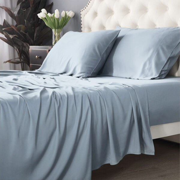 Fanno-Bamboo Cotton 500 TC Mid Blue Sheet Set by Park Avenue Long Single