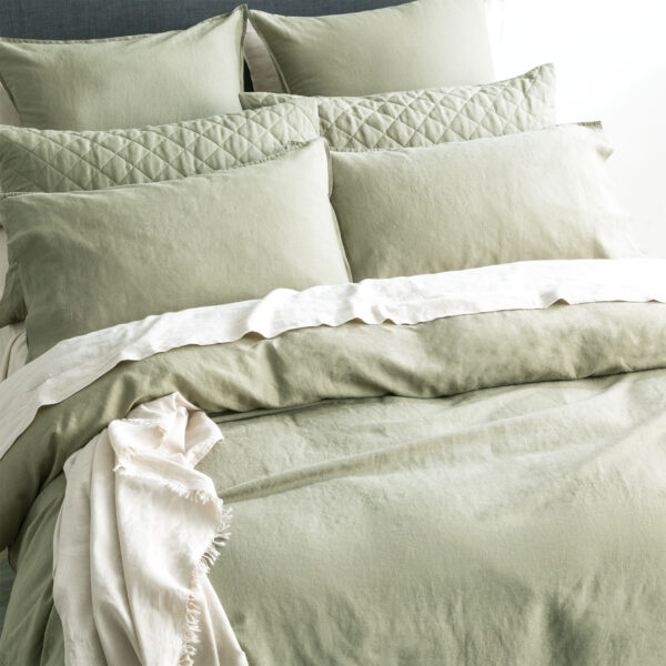 Fanno-Cavallo Stone Washed 100% French Linen Jade European Pillowcase by Renee Taylor