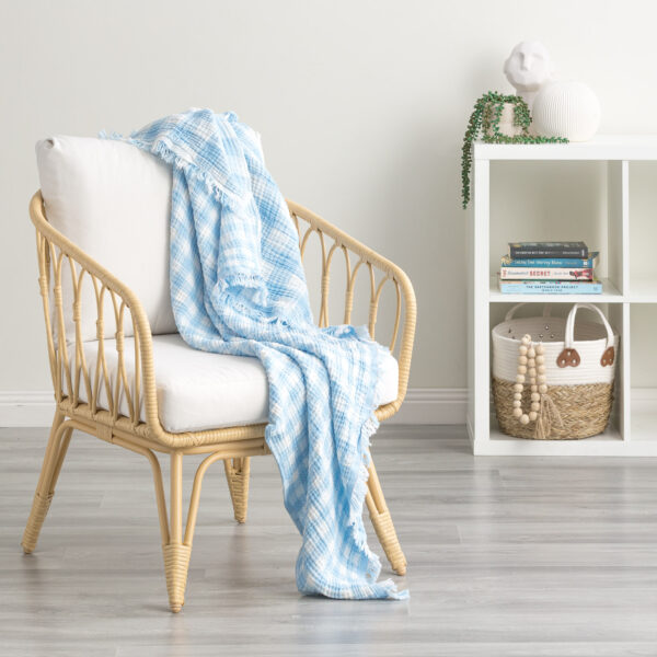 Fanno-Atlantic Reversible Vintage Washed Yarn Dyed Textured Cotton French Blue Throw by Renee Taylor