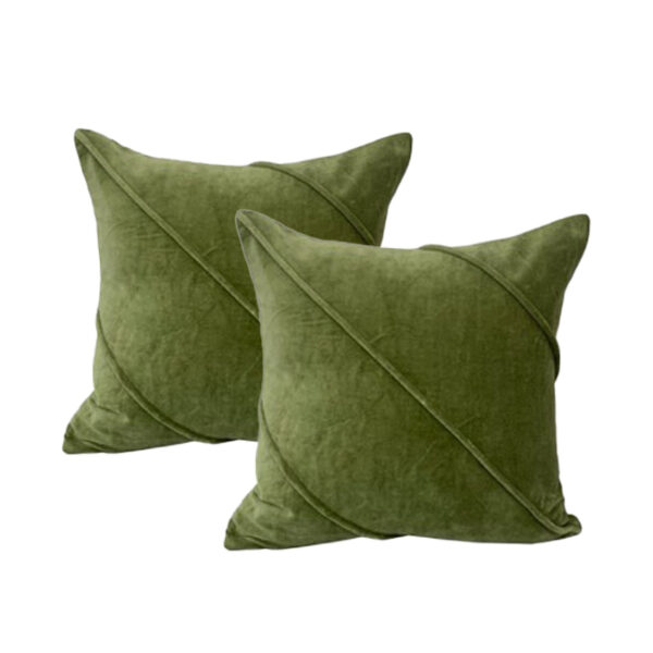 Fanno-Trova Sage Twin Pack Cotton Velvet Cushion Polyester Filled by Cloud Linen