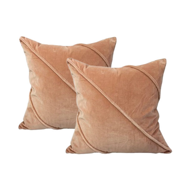 Fanno-Trova Blush Twin Pack Cotton Velvet Cushion Polyester Filled by Cloud Linen