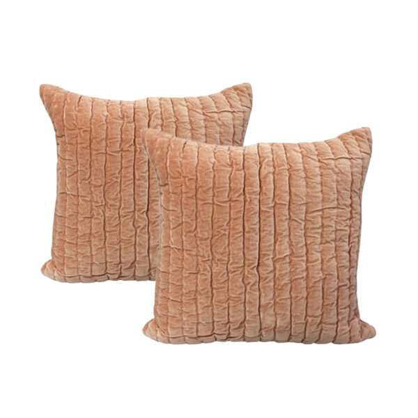 Fanno-Minerva Blush Twin Pack Cotton Velvet Embroidered Cushion Polyester Filled by Cloud Linen