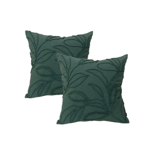 Fanno-Riviera Teal Twin Pack Cotton Embroidered Cushion Polyester Filled by Cloud Linen