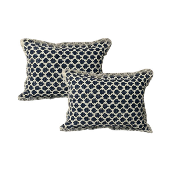 Fanno-Somerset Grey Twin Pack Cotton Embroidered Cushion Polyester Filled by Cloud Linen