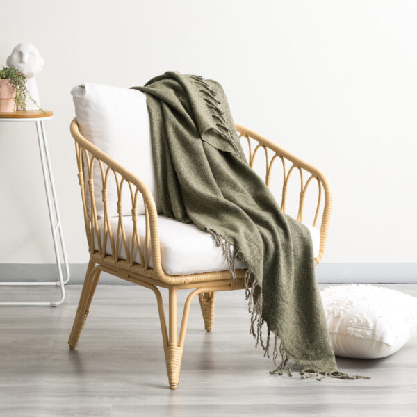 Fanno-Juniper Lygon Wool Acrylic Throw by Cloud Linen