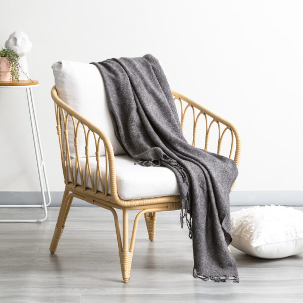 Fanno-Grey Lygon Wool Acrylic Throw by Cloud Linen