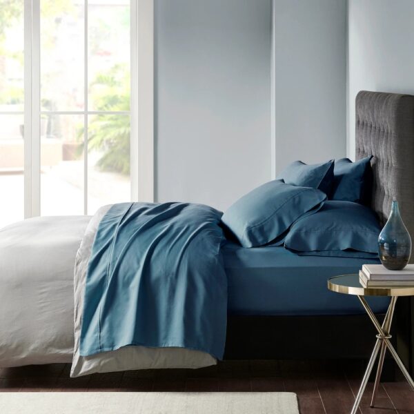 Fanno-Indigo Sheet Set 600 TC Egyptian Cotton Deep King Soft Luxury Bedding