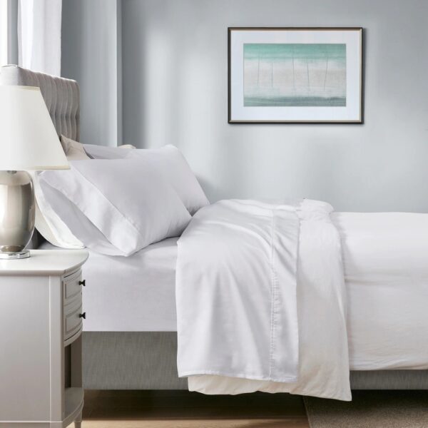 Fanno-Split King Sheet Set 700 TC Tencel Cotton White Eco Friendly Luxury