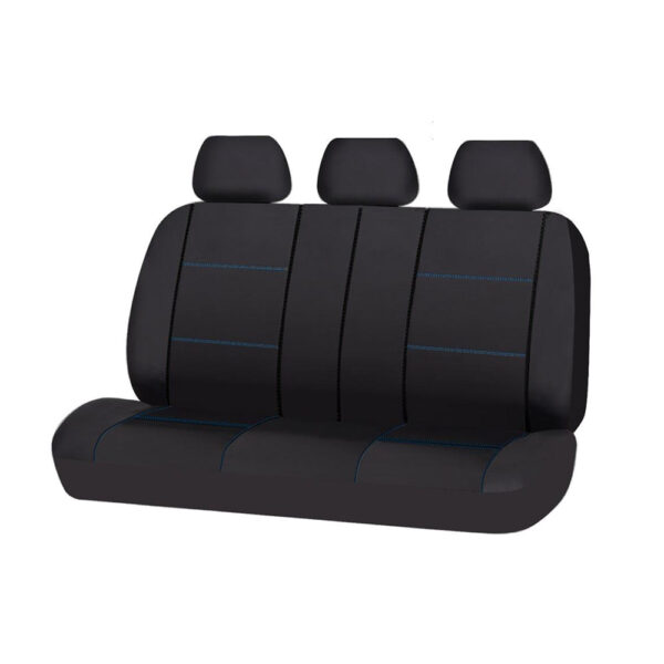 Fanno-Universal Rear Seat Covers Soft PU Fabric Luxurious Leather Feel Black Blue Stitching