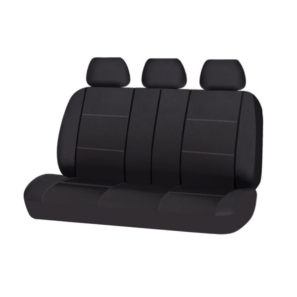 Fanno-Universal Rear Seat Covers Soft PU Leather for Most Vehicles Black White Stitching