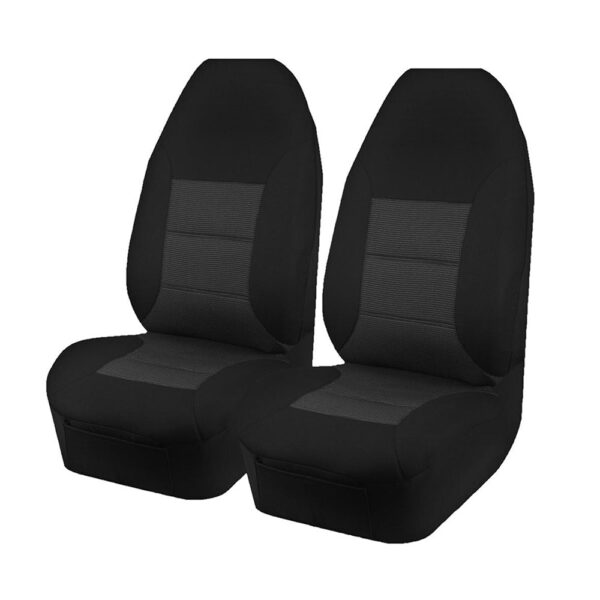 Fanno-Universal Premium Front Seat Covers Stylish Jacquard Fabric Airbag Compatible Black