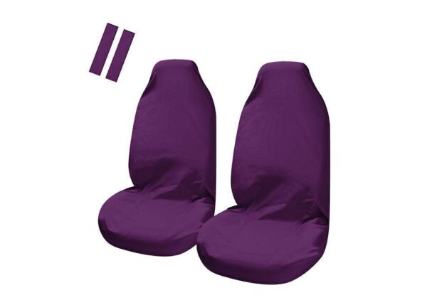 Fanno-Universal Front Seat Covers with Bonus Seat Belt Buddies for Most Vehicles Purple