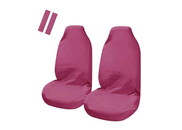 Fanno-Universal Front Seat Covers with Bonus Seat Belt Buddies for Most Vehicles Pink