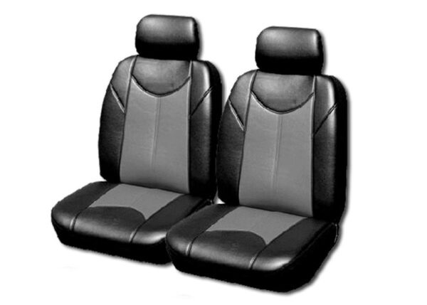 Fanno-Compatible Leather Look Car Seat Covers for Nissan Frontier D22 Dual Cab 1997-2020 Grey