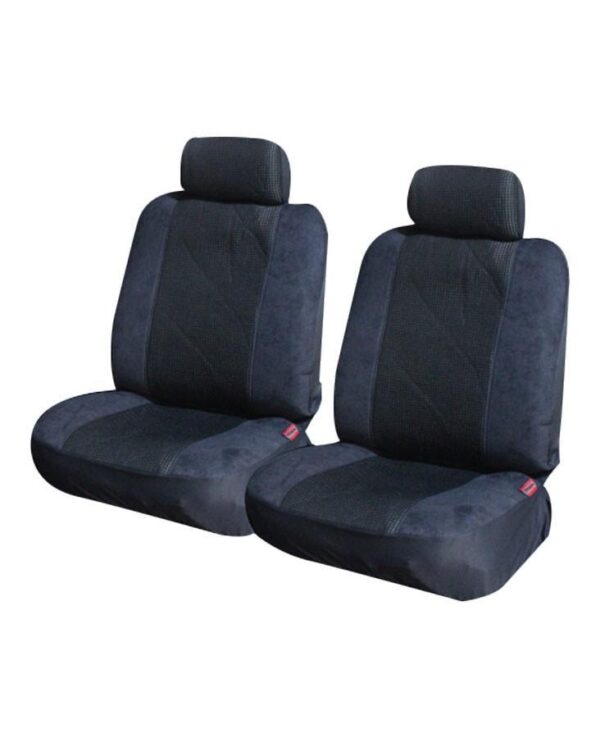 Fanno-Universal Rear Seat Covers Jacquard Fabric Suede Black Airbag Compatible