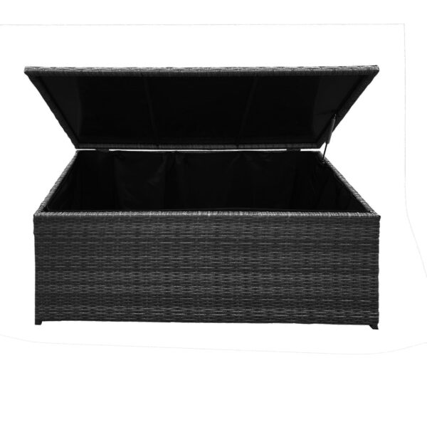 Fanno-Outdoor Rattan Storage Box for Garden Toys Tools Patio UV Resistant Black