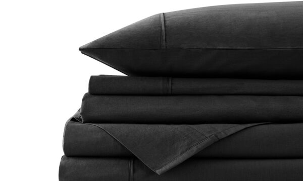 Fanno-Vintage Washed 100% Cotton Quilt Cover Set Ultra Soft Bedding Queen Charcoal