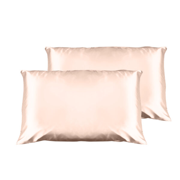 Fanno-Satin Pillowcases Twin Pack for Hair and Skin Care Smooth Sleep Gift Box Champagne Pink