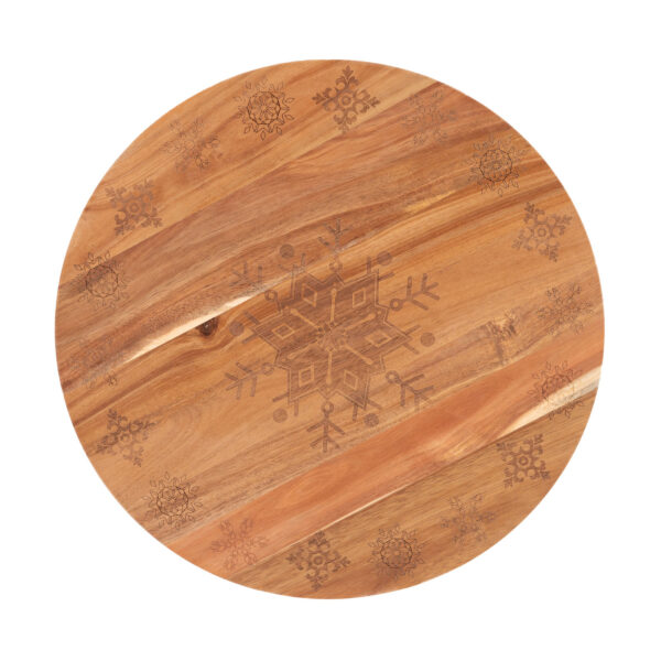 Fanno-Bread and Butter 18 Inch Wooden Lazy Susan Tray - Wood Snowflake