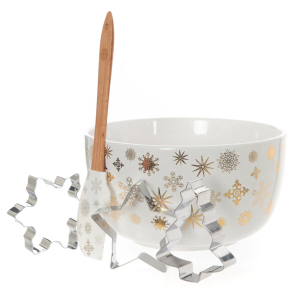 Fanno-Bread and Butter Electroplate Snowflake Mini Mix Bowl Set - Gold