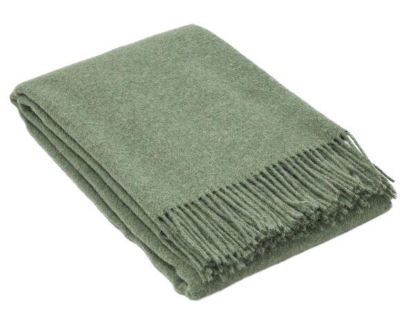 Fanno-Brighton Throw Blanket 100% New Zealand Wool Cozy Warm Soft Sage Color