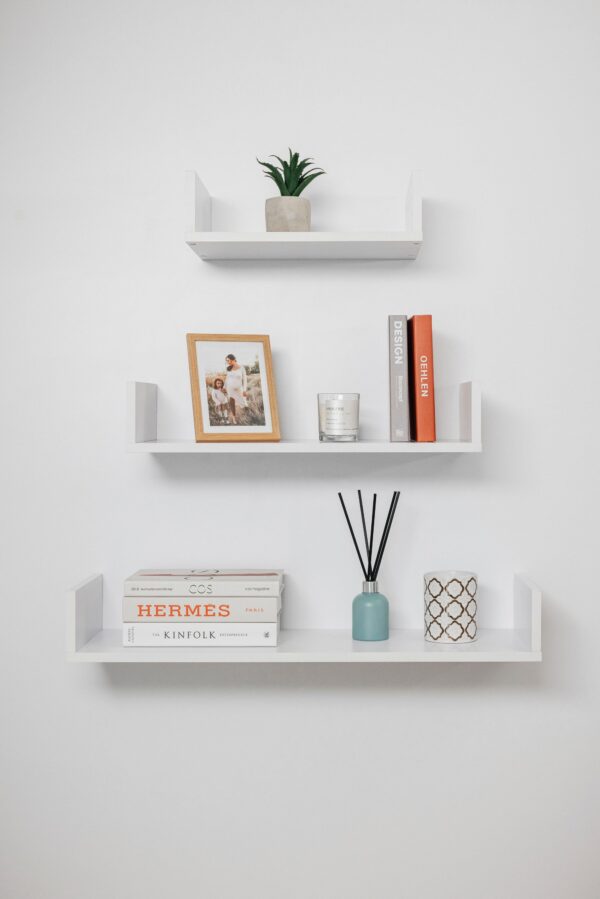 Fanno-Three Piece Shelf Kit White Easy Install Premium Components Home Office Decor