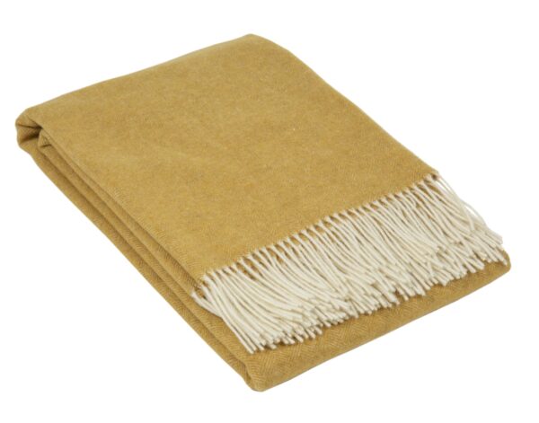 Fanno-Merino Wool Throw Blanket for All Seasons Soft Luxury Home Decor Ochre