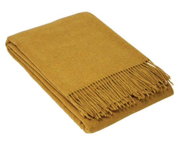 Fanno-Merino Wool Throw Blanket - Luxurious Softness - Warm and Breathable - Mustard