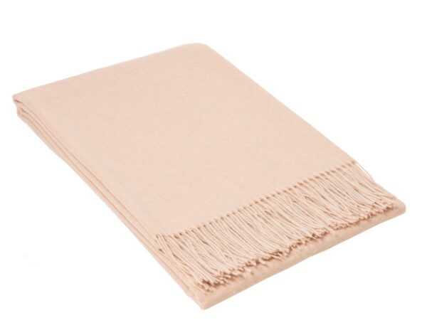 Fanno-Merino Wool Blend Throw Blanket for Home Decor Soft Warm Elegant Blush Color